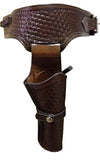 44/45 Caliber Brown Basketweave Western/Cowboy Hollywood Style Hand Tooled Gun Holster and Belt