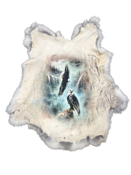 Rabbit Fur w/Handpainted Bald Eagle