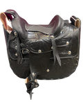 Genuine Leather Black Saddle Tooled Purse