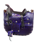 Genuine Leather Purple Saddle Tooled Purse