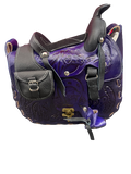 Genuine Leather Purple Saddle Tooled Purse