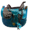 Genuine Leather Turquoise Saddle Tooled Purse