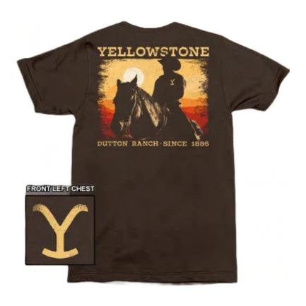 Yellowstone® Men's/Unisex Cowboy Silhouette Graphic Dark Brown T-Shirt 66-331-356