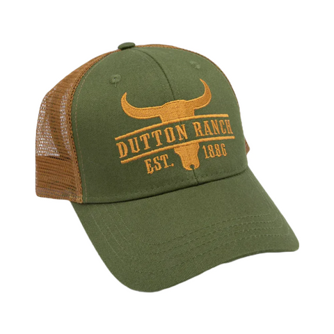 Yellowstone Men's Dutton Ranch Steerhead Green/Gold Trucker Hat 66-656-193