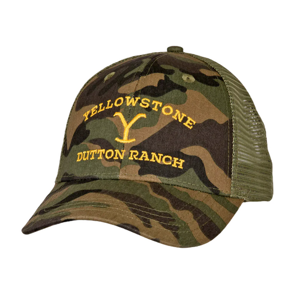 Yellow Stone Logo Embroidered Camo Snap Back Cap 66-656-191