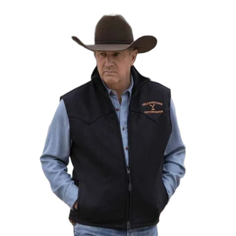 Yellowstone Men's Dutton Ranch Zip-Up Black Vest 66-634-105