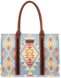 Wrangler Womens Angel Cerulean Blue Aztec Boho Tote Bag