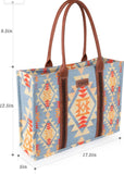 Wrangler Womens Angel Cerulean Blue Aztec Boho Tote Bag