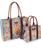 Wrangler Womens Angel Cerulean Blue Aztec Boho Tote Bag