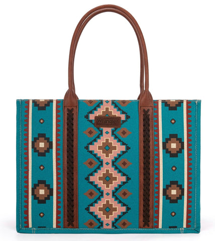 WRANGLER WOMENS Angel Diamond Dark Turquoise AZTEC BOHO TOTE BAG