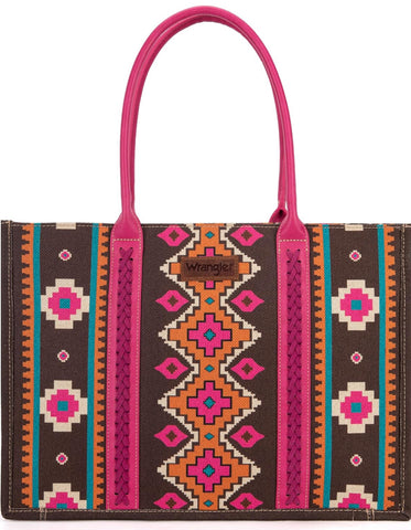 WRANGLER WOMENS AZTEC Angel Diamond Hot Pink BOHO TOTE BAG