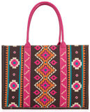 WRANGLER WOMENS AZTEC Angel Diamond Hot Pink BOHO TOTE BAG