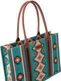 Wrangler Womens Angel Diamond Turquoiuse Aztec Boho Tote Bag