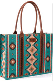 Wrangler Womens Angel Diamond Turquoiuse Aztec Boho Tote Bag