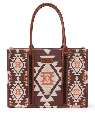 Wrangler Womens Angel Diamond Taupe Aztec Boho Tote Bag