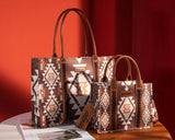 Wrangler Womens Angel Diamond Taupe Aztec Boho Tote Bag