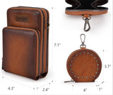 WG117-207 Wrangler Crossbody Cell Phone Purse 3 Zippered Compartment with Coin Pouch - Light Brown