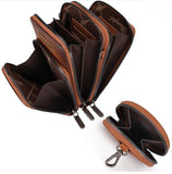 WG117-207 Wrangler Crossbody Cell Phone Purse 3 Zippered Compartment with Coin Pouch - Light Brown