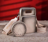 WG117-207 Wrangler Crossbody Cell Phone Purse 3 Zippered Compartment with Coin Pouch -Tan