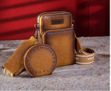 WG117-207 Wrangler Crossbody Cell Phone Purse 3 Zippered Compartment with Coin Pouch -Yellow