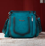 WG65-G2003 Wrangler Rivets Fringe Concealed Carry Crossbody -Turquoise