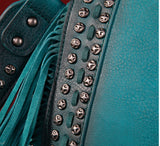 WG65-G2003 Wrangler Rivets Fringe Concealed Carry Crossbody -Turquoise