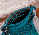 WG65-G2003 Wrangler Rivets Fringe Concealed Carry Crossbody -Turquoise