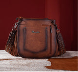 WG65-G2003 Wrangler Rivets Fringe Concealed Carry Crossbody -Brown