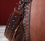 WG65-G2003 Wrangler Rivets Fringe Concealed Carry Crossbody -Brown