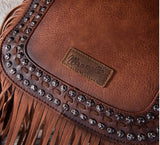 WG65-G2003 Wrangler Rivets Fringe Concealed Carry Crossbody -Brown