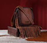 WG65-G2003 Wrangler Rivets Fringe Concealed Carry Crossbody -Brown