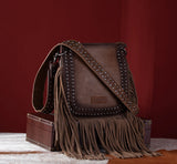 WG65-G2003 Wrangler Rivets Fringe Concealed Carry Crossbody -Coffee