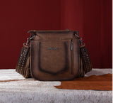 WG65-G2003 Wrangler Rivets Fringe Concealed Carry Crossbody -Coffee