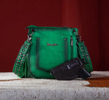 WG65-G2003 Wrangler Rivets Fringe Concealed Carry Crossbody -Green