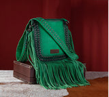 WG65-G2003 Wrangler Rivets Fringe Concealed Carry Crossbody -Green