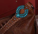 WG62G-918 Wrangler Croc Embossed Whipstitch Concealed Carry Hobo - Brown