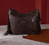 WG62G-918 Wrangler Croc Embossed Whipstitch Concealed Carry Hobo -Coffee