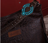 WG62G-918 Wrangler Croc Embossed Whipstitch Concealed Carry Hobo -Coffee