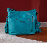 WG62G-9360 Wrangler Croc Embossed Whipstitch Concealed Carry Crossbody - Turquoise