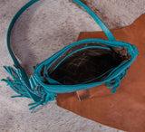 WG62G-9360 Wrangler Croc Embossed Whipstitch Concealed Carry Crossbody - Turquoise