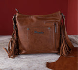 WG62G-9360 Wrangler Croc Embossed Whipstitch Concealed Carry Crossbody - Brown