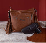 WG62G-9360 Wrangler Croc Embossed Whipstitch Concealed Carry Crossbody - Brown