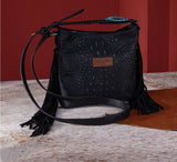 WG62G-9360 Wrangler Croc Embossed Whipstitch Concealed Carry Crossbody - Black