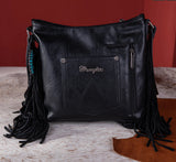 WG62G-9360 Wrangler Croc Embossed Whipstitch Concealed Carry Crossbody - Black