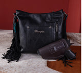 WG62G-9360 Wrangler Croc Embossed Whipstitch Concealed Carry Crossbody - Black