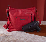 WG62G-9360 Wrangler Croc Embossed Whipstitch Concealed Carry Crossbody - Red
