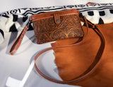 WG85-181 Wrangler Vintage Floral Tooled Collection Crossbody - Brown