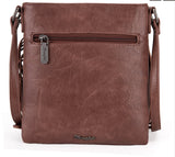 WG44-8360 Wrangler Leather Fringe Jean Denim Pocket Crossbody - Light Coffee