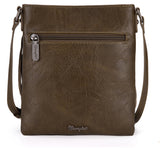 WG44-8360 Wrangler Leather Fringe Jean Denim Pocket Crossbody - Green