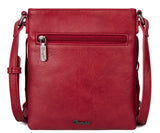 WG44-8360 Wrangler Leather Fringe Jean Denim Pocket Crossbody - Red